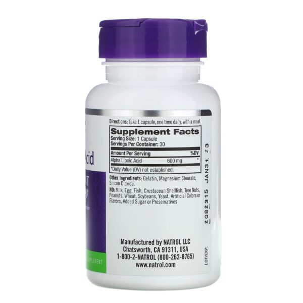 Natrol Alpha Lipoic Acid 600 Mg Antioxidant Protection – 30 Capsules
