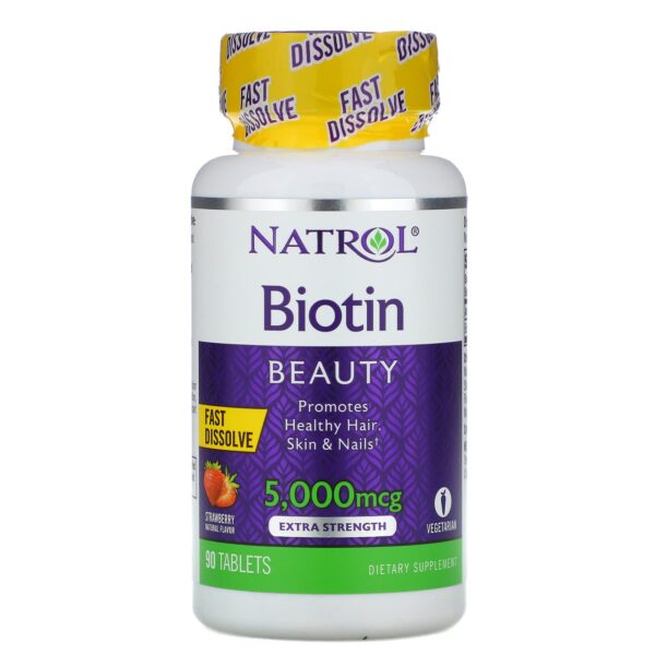 Biotin 5000 Mg For Hair Growth, Nails And Skin – 90 Strawberry Tablets