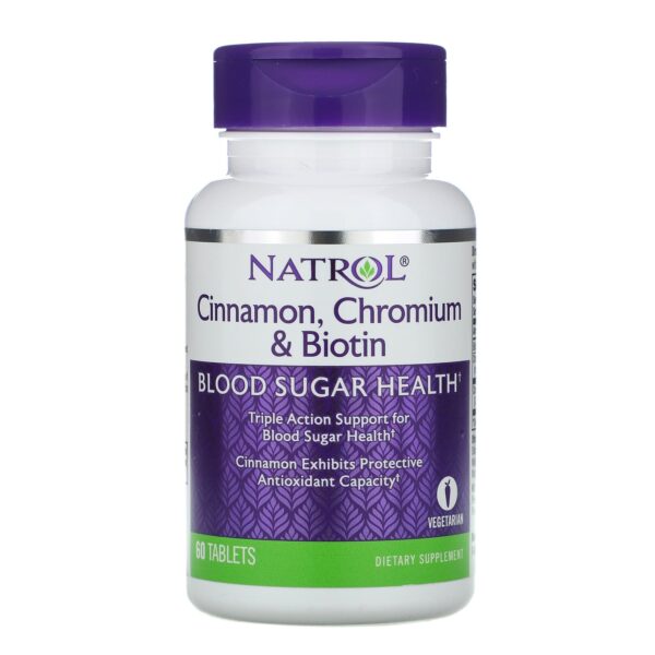 Natrol Cinnamon, Chromium &Amp;Amp; Biotin For Blood Sugar Health Tablets - 60 Tablets