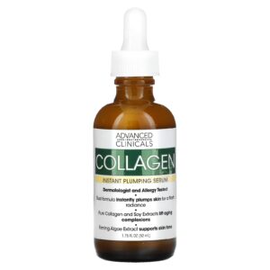 Advanced Clinicals Collagen Serum 1.75 fl oz (52 ml), Instant Plumping Serum