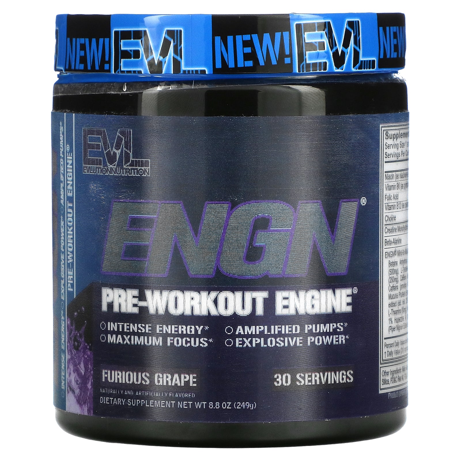 مكمل Pre Workout Powder Engn قبل التمرين بنكهة العنب من Evlution Nutrition (243 G)