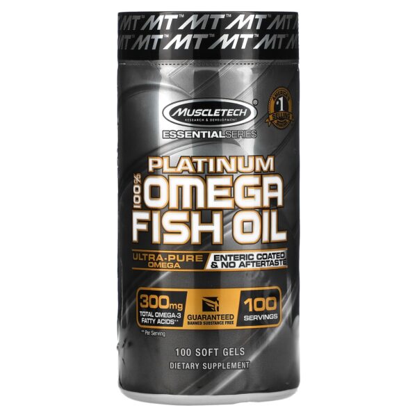 Muscletech Omega Fish Oil Heart Supplement 100% Platinum 100 Softgels