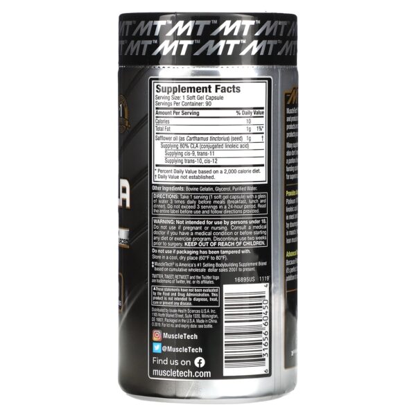 Muscletech Platinum Pure Cla 100% Cla With 800 Mg 90 Soft Gels