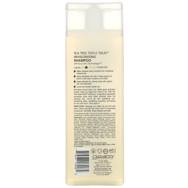 Giovanni Tea Tree Triple Treat Invigorating Shampoo Smoothness Enhancer For All Hair Types - 8.5 Fl Oz (250 Ml)