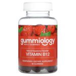 علكات فيتامين ب12 Vitamin B12 Gummies Gummiology بنكهة توت العليق للمساعدة على تحسين الصحة العامة حيث يعمل على تحسين صحة الاعصاب وتقوية الذاكرة وتقوية العظام.