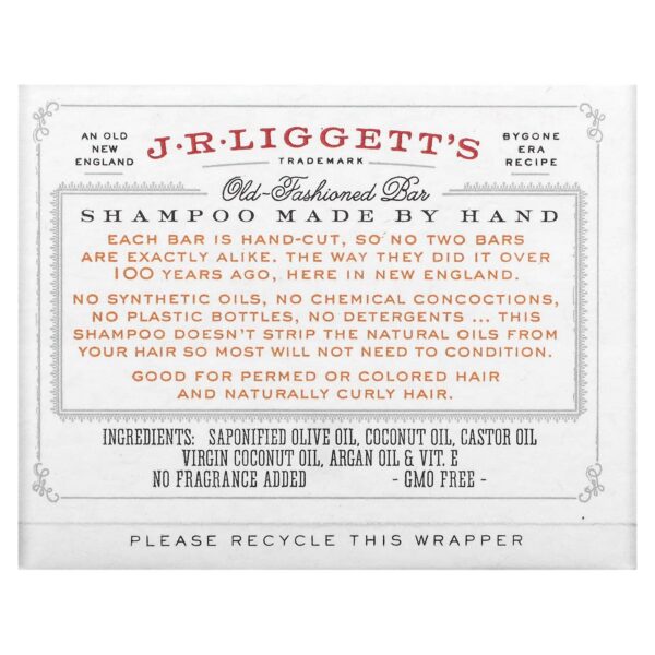 J.r. Liggett'S Old Fashioned Shampoo Bar Coconut And Argan Oil Sleekness Enhancer - 3.5 Oz (99 G)