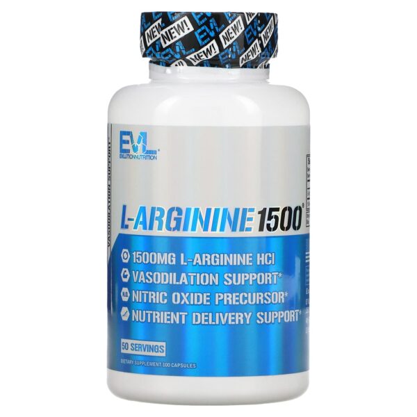 L Arginine Capsules 1500 Evlution Nutrition To Support The Metabolism 100 Capsules