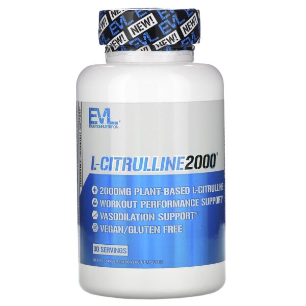 L Citrulline Capsules For Muscle Growth Without Fat 2000 Evlution Nutrition 90 Veggie Capsules