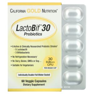 California Gold Nutrition LactoBif Probiotics 30 billion CFU digestive system booster - 60 Veggie Caps