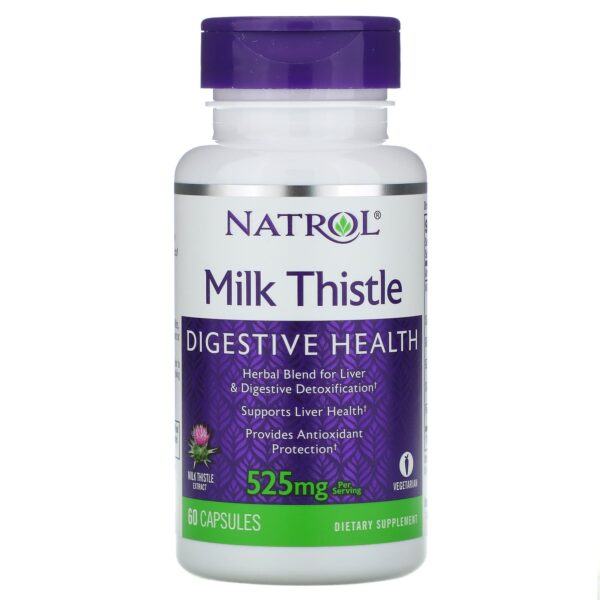 Natrol Milk Thistle Capsules Digestive Health Capsules - 60 Veggie Capsules