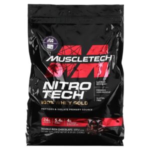 Nitro Tech - 100% Whey Gold - Double Rich Chocolate - 8 lbs (3.63 kg) - MuscleTech