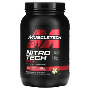Nitro Tech Ripped - Lean Protein + Weight Loss - French Vanilla Bean - 2 Lbs (907 G) - Muscletech