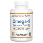 California Gold Nutrition Omega 3 Premium Fish Oil - 100 Fish Gelatin Softgels