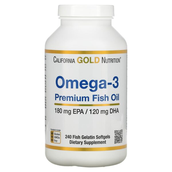 California Gold Nutrition Omega 3 Premium Fish Oil - 240 Fish Gelatin Softgels