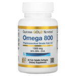 California Gold Nutrition Omega 800 Pharmaceutical Grade Fish Oil - 80% EPA/DHA - Triglyceride Form - 1000 mg - 30 Fish Gelatin Softgels -
