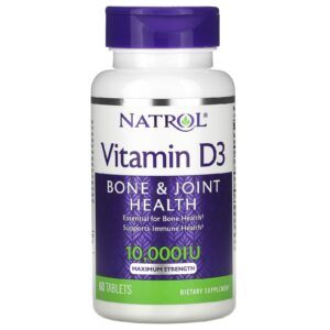 Vitamin D3 - Bone & Joint Health - Maximum Strength - 10 - 000 IU - 60 Tablets - Natrol