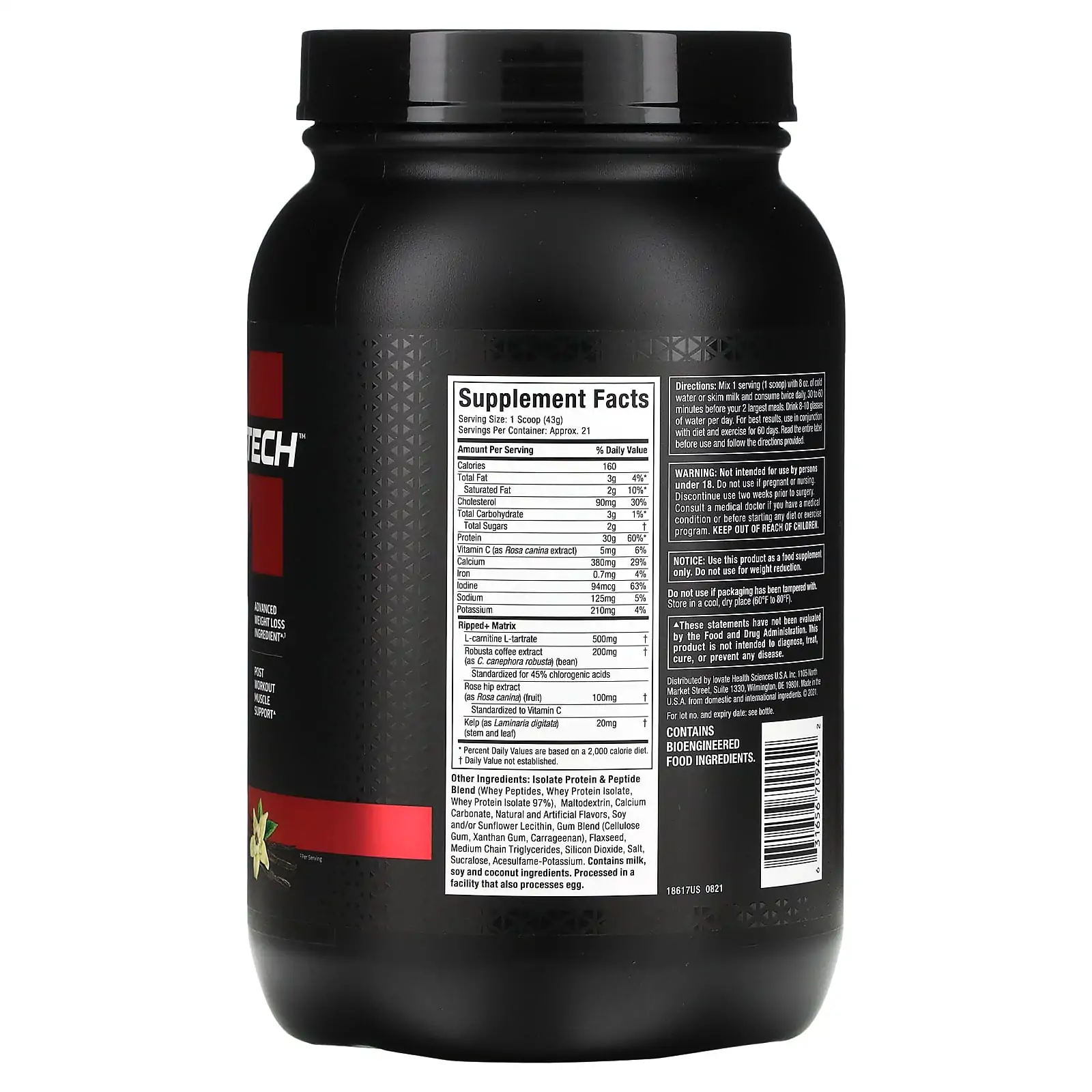 Muscletech‏ - Nitro Tech Ripped - بروتين فائق + تركيبة فقدان الوزن - نكهة مشروب الفانيليا الفرنسية - رطلان (907 جم)